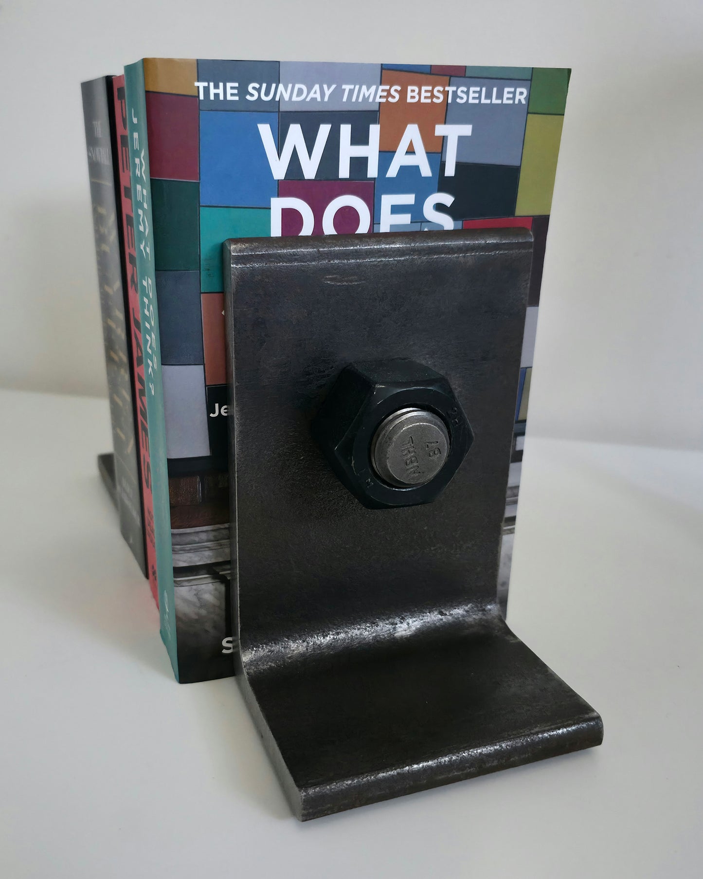 Heavy-Duty Recycled Steel Bookends with Bolt Detail – Industrial, Handcrafted, Durable, Limited Edition
