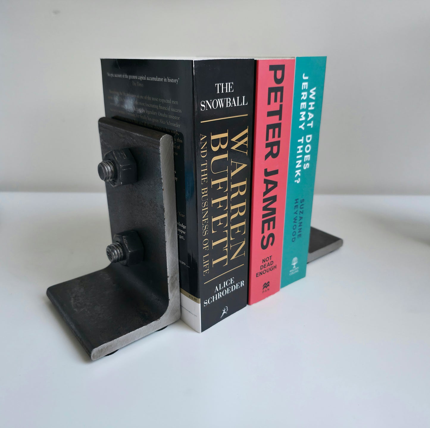 Heavy-Duty Recycled Steel Bookends with Dual Bolt Detail – Industrial, Handcrafted, Durable, Limited Edition