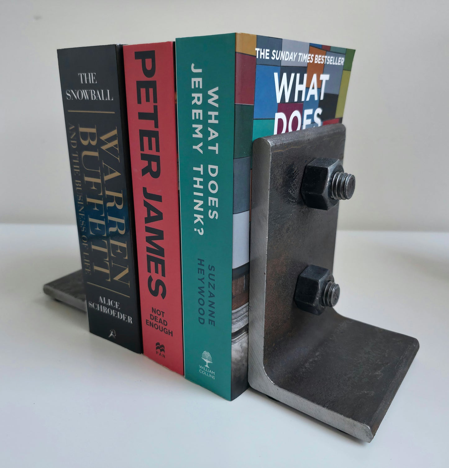Heavy-Duty Recycled Steel Bookends with Dual Bolt Detail – Industrial, Handcrafted, Durable, Limited Edition