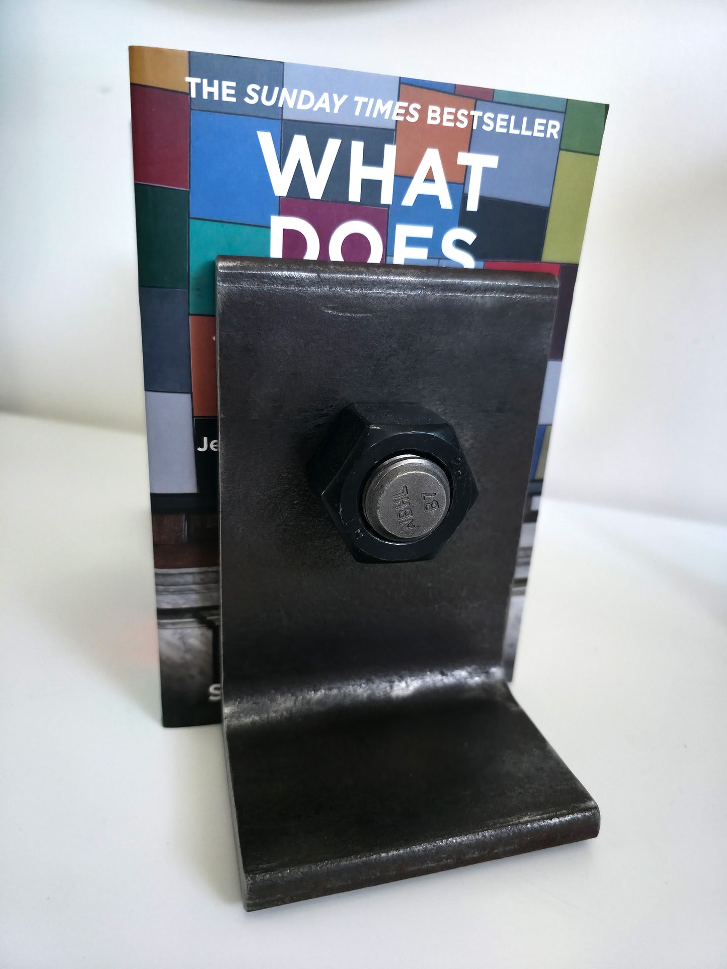 Heavy-Duty Recycled Steel Bookends with Bolt Detail – Industrial, Handcrafted, Durable, Limited Edition