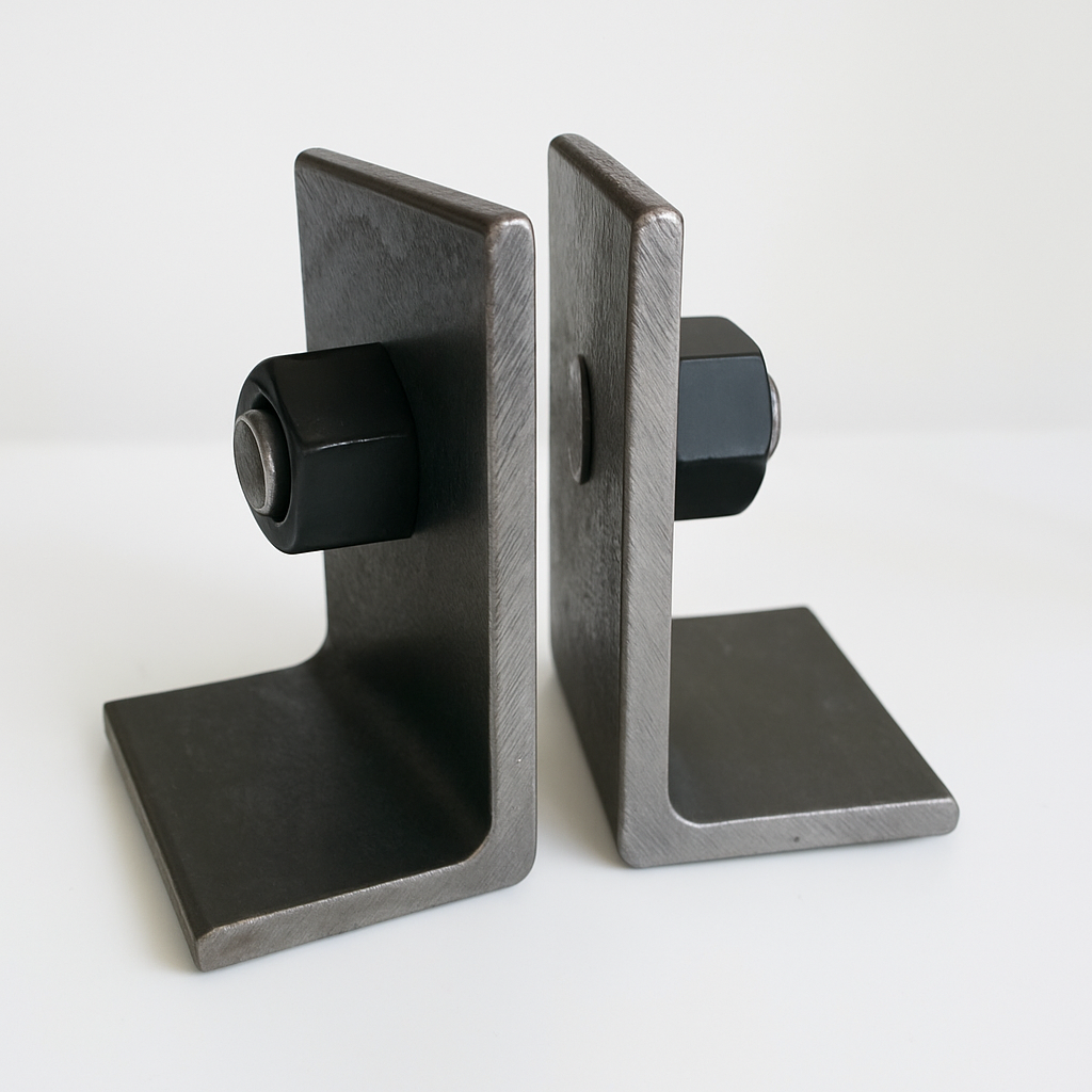 Heavy-Duty Recycled Steel Bookends with Bolt Detail – Industrial, Handcrafted, Durable, Limited Edition