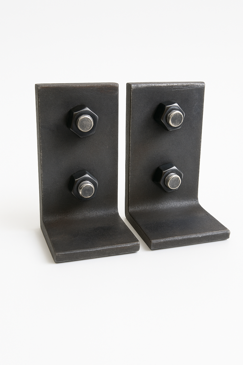 Heavy-Duty Recycled Steel Bookends with Dual Bolt Detail – Industrial, Handcrafted, Durable, Limited Edition